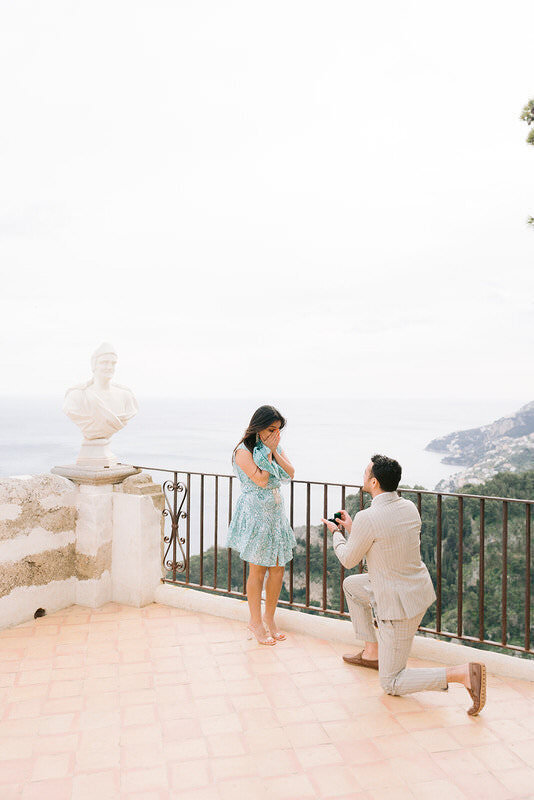 Proposal at Villa Cimbrone Infinity Terrace in Ravello Amalfi Coast romantic moment
