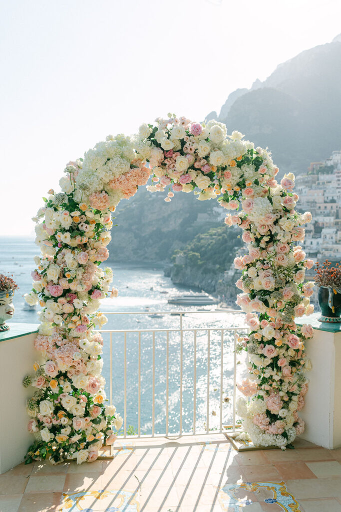 Positano elopement ceremony at Hotel Marincanto private suite terrace overlooking the Amalfi Coast