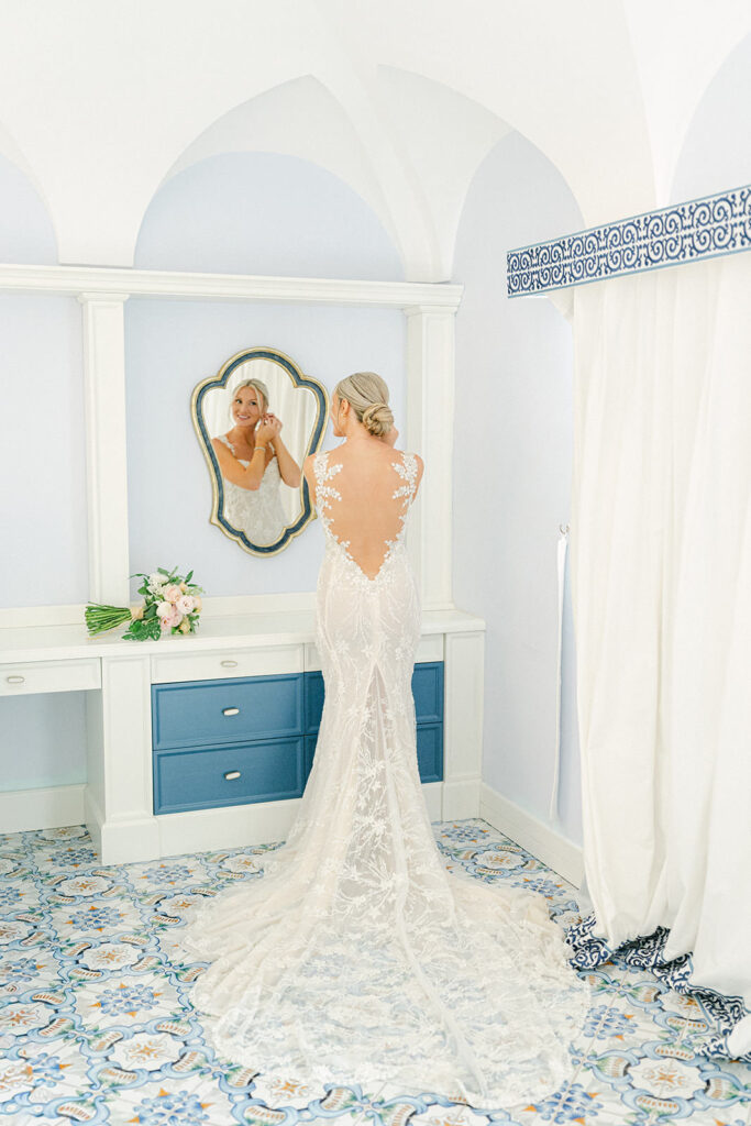 bride getting ready at hotel Marincanto private villa positano
