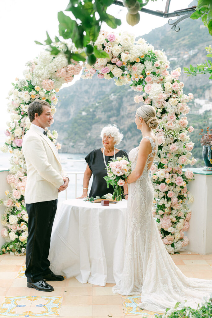 elopement floral arrangement by Floragarden at Hotel Marincanto Positano wedding