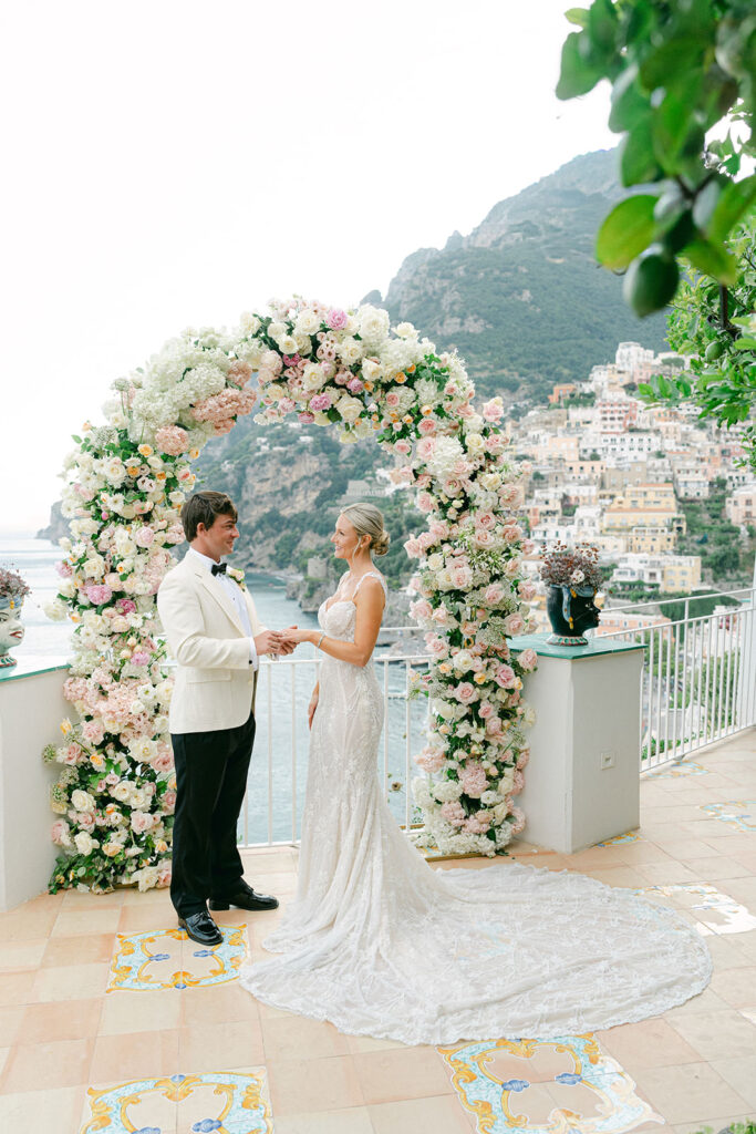 elopement ceremony at Hotel Marincanto private suite terrace overlooking the Amalfi Coast
