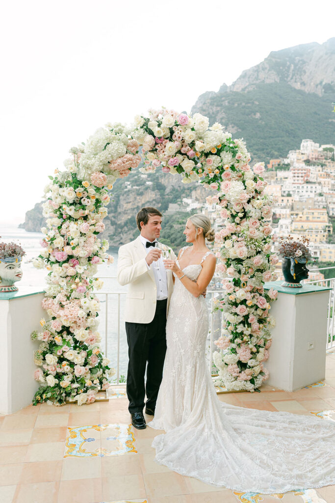 luxury Positano elopement ceremony with breathtaking Amalfi Coast view