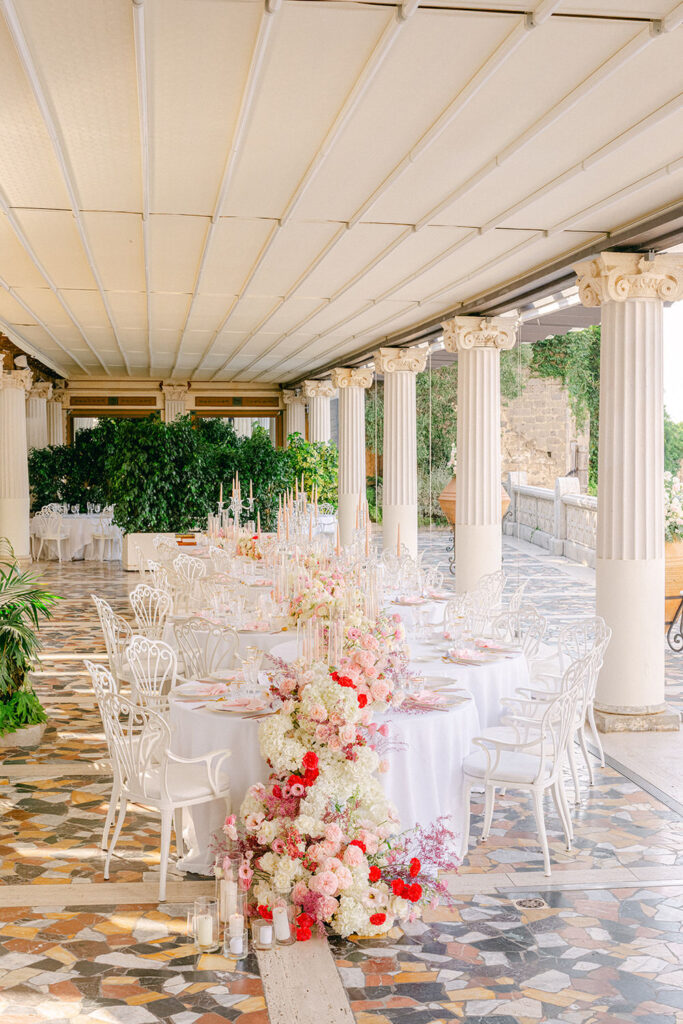 wedding reception colourful flowers luxury details Sorrento Bellevue Syrene