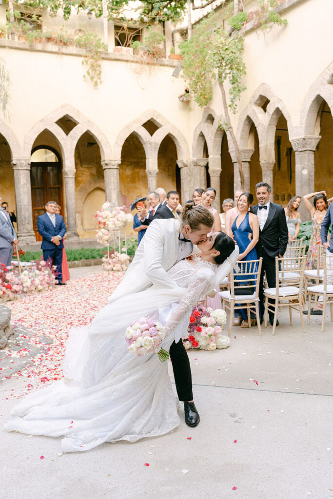 first kiss wedding in Sorrento at cloister San Francesco