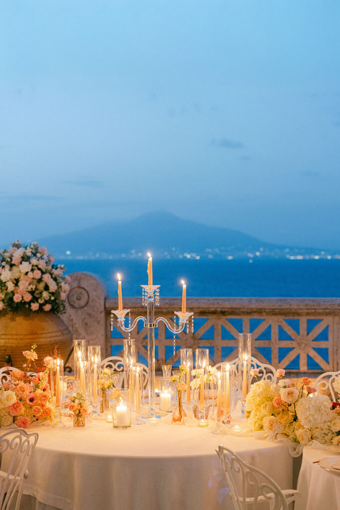 Sorrento wedding planner luxury wedding at Bellevue Syrene sea view reception
