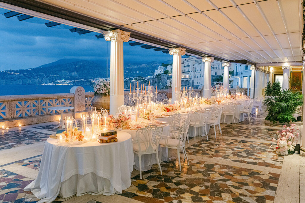 Sorrento wedding planner luxury wedding at Bellevue Syrene candle night
