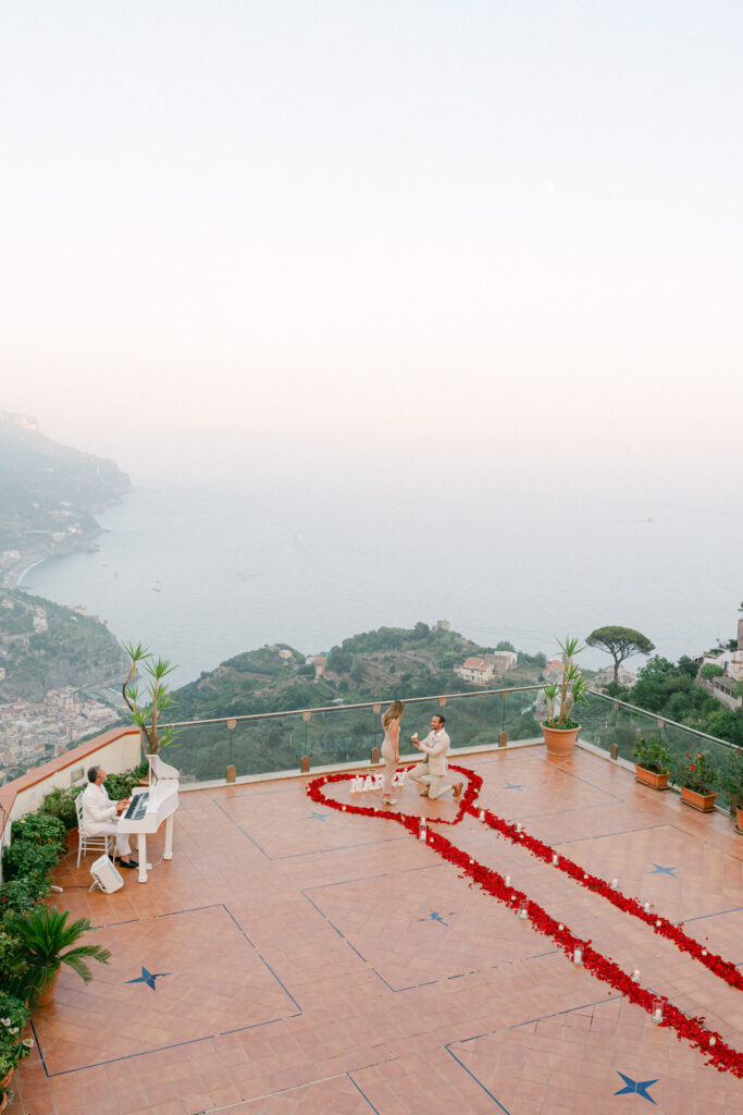 proposal planner in ravello organizing a luxury marriage proposal on a private terrace overlooking the Amalfi Coast